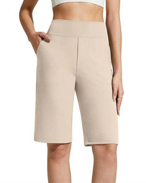 Pantalon Couleur Unie Taille Haute Jambe Droite