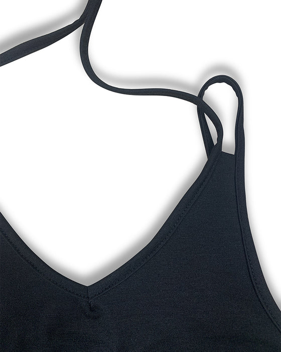 Robe Col En V Bretelles Fente Imprimé