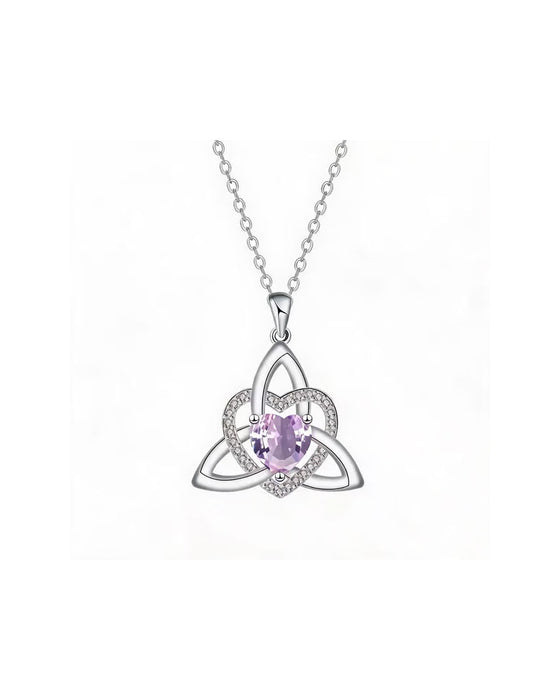Collier Cœur Nœud Trinitaire Celtique Pierre De Naissance ✨ Pendentif Cœur Nœud Trinitaire Celtique Pierre De Naissance