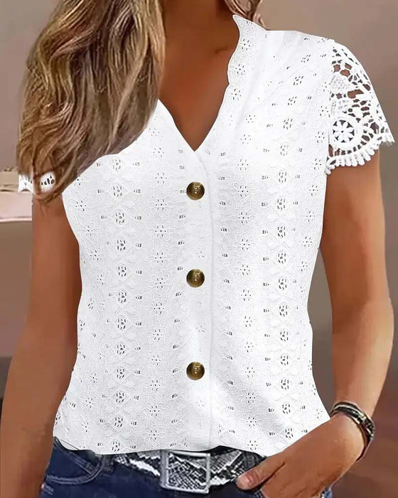 Blouse Unie Creuse Manches Courtes