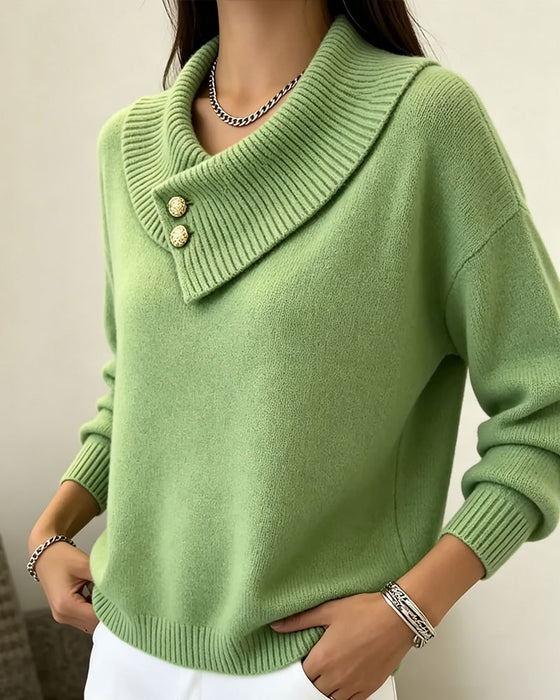 Pull Diagonal Revers Bouton Unie