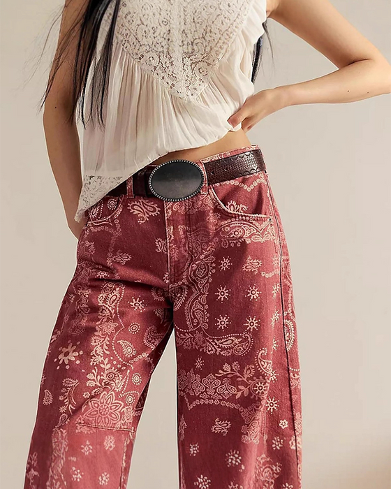 Jean Coupe Loose Imprimé Taille Moyenne