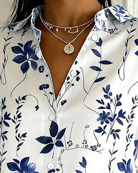 Chemise À Col À Manches Courtes Imprimée
