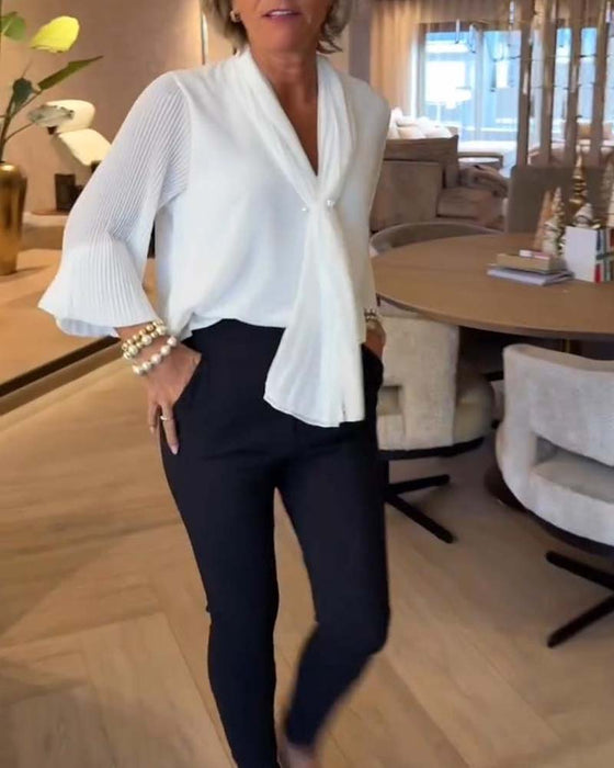 Blouse Manche Cloche Ruban Élégant