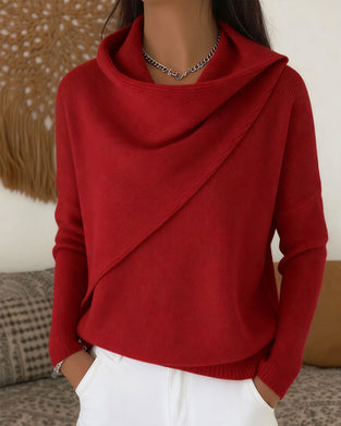 Pullover Élégant Col Mock Manches Longues Tricoté