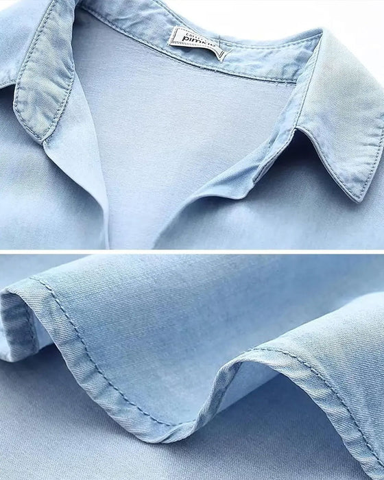Chemise Col Poche Boutonnage Denim