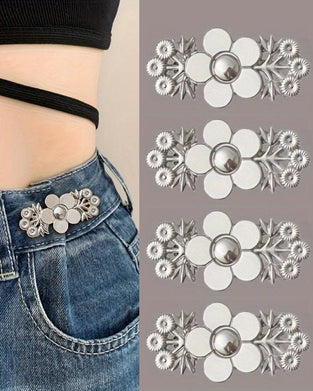 4-Pièces Imprimé Florale Denim Serre-Ceinture