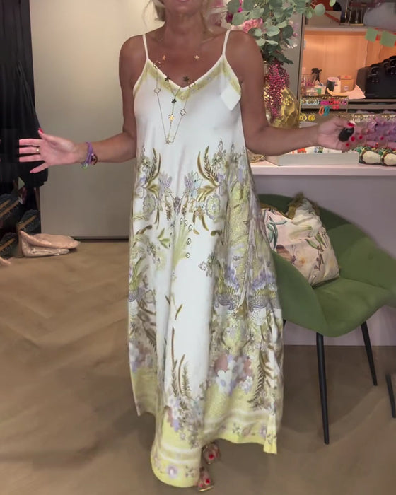 Robe Camisole Col V Imprimé Placé