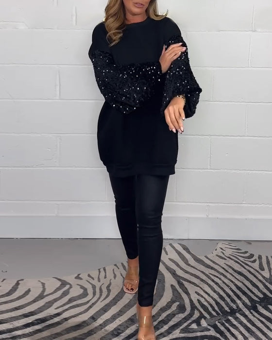 Sweat-shirt décontracté à manches longues et col rond