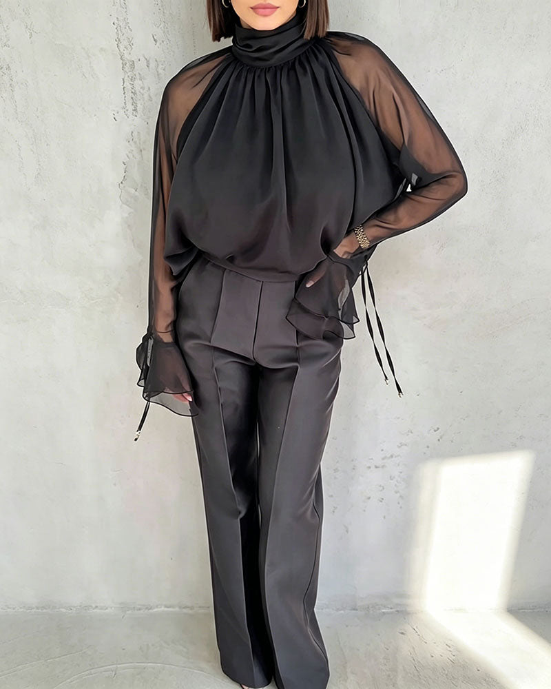 Blouse Mesh Assemblage Élégant