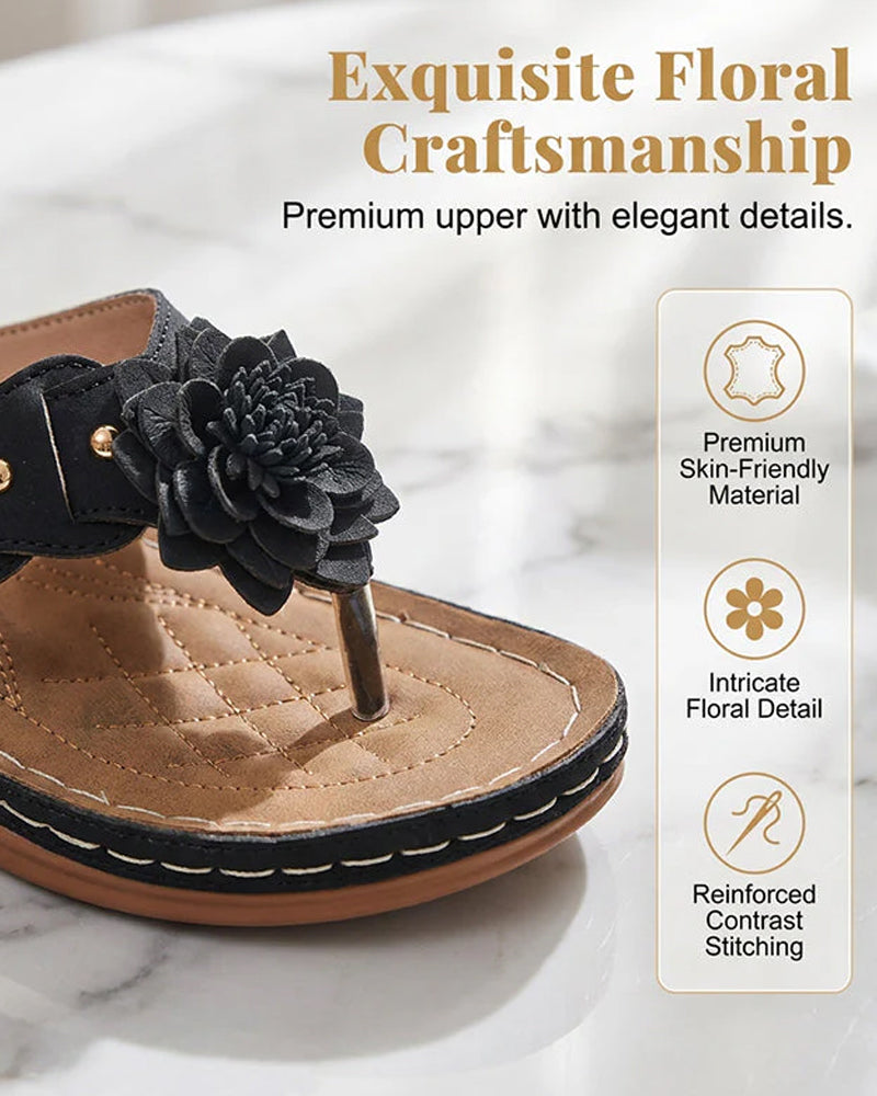 Sandales Pour Femmes À Motif Floral Et Soutien De La Voûte Plantaire