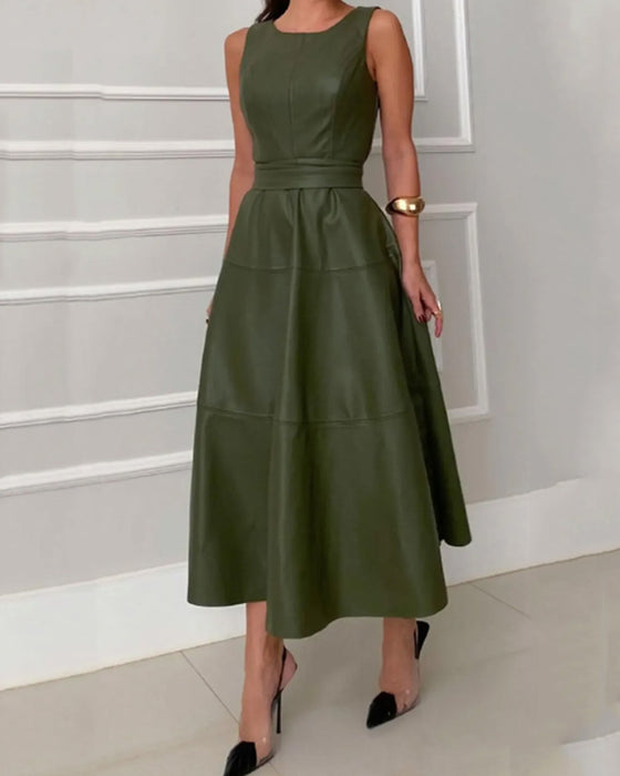 Robe Col Rond Sans Manches Ligne A