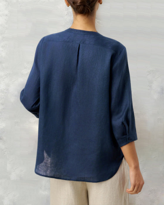 Chemise Manche Trois-Quarts Coton Boutonné