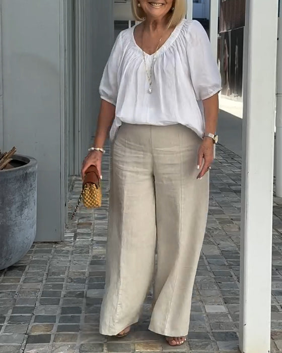 Ensemble Décolleté en V Pantalons Décontractés