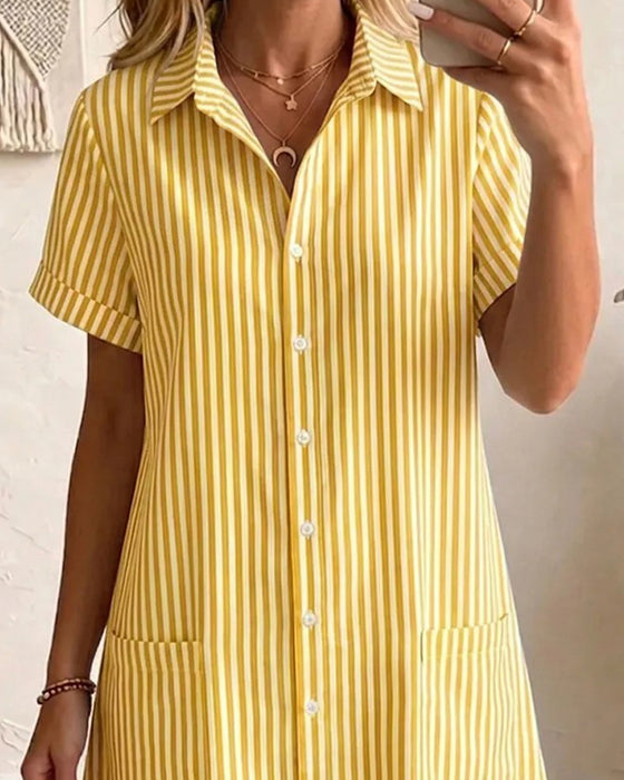 Robe Rayée Poche Chemise