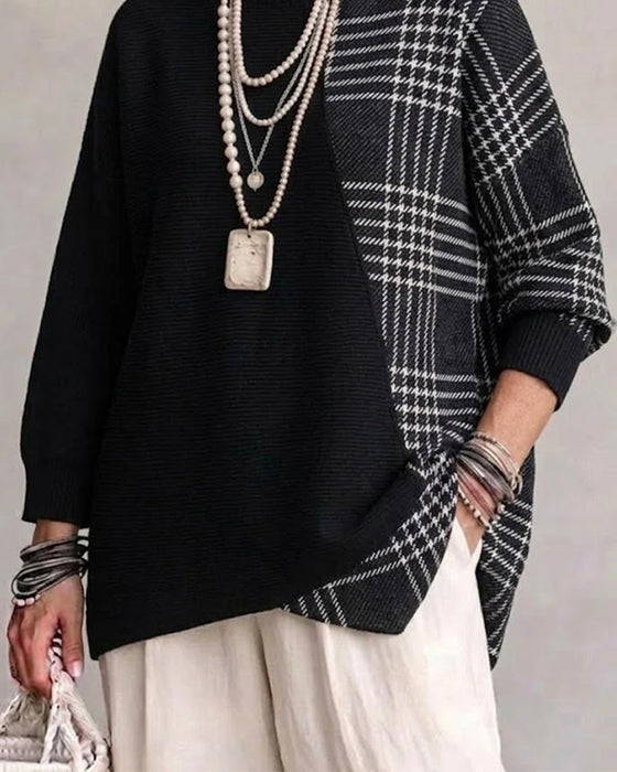 Pull Col Haut Ligne Irrégulière Décontracté
