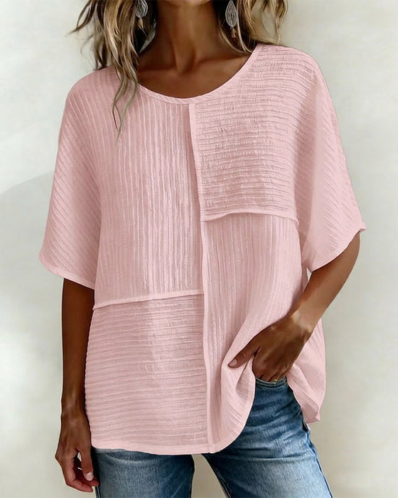 Haut Vertical Texturé Patchwork Lâche