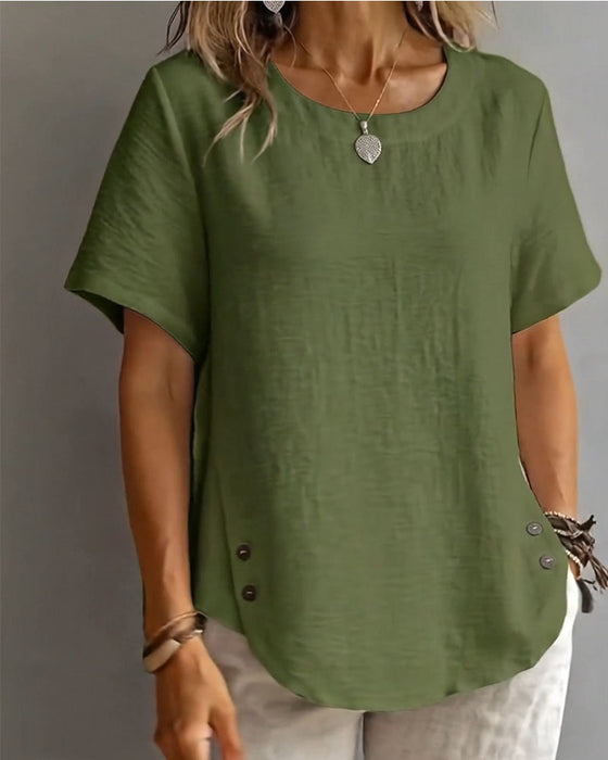 T-Shirt Col Rond Uni Simple 100% Coton