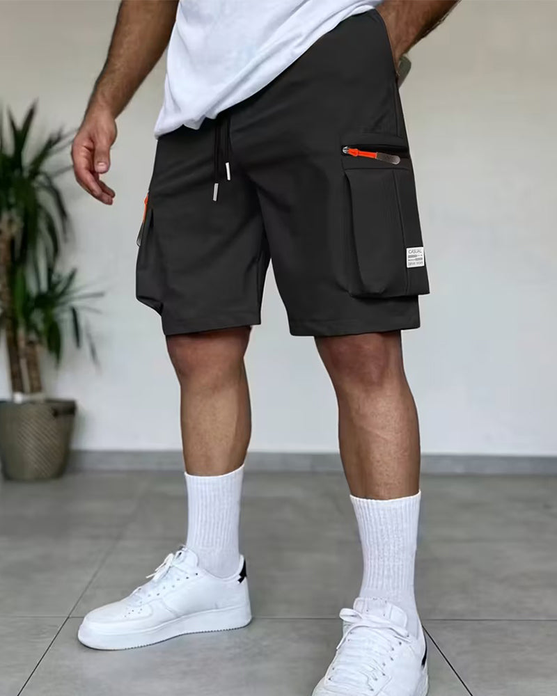 Pantalon Homme Unie Coupe Loose Court Cargo