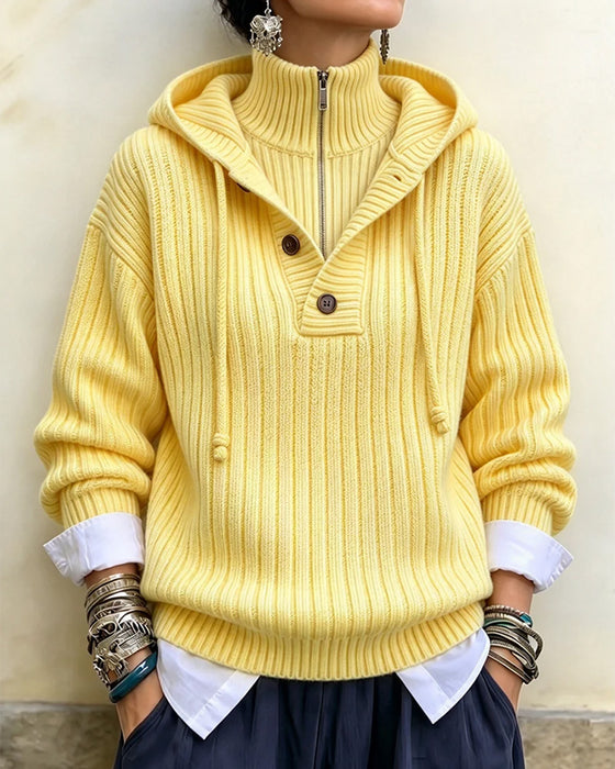 Pull Demi-Zip À Capuche Cordon