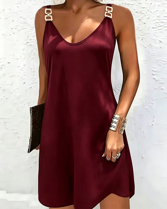 Robe Décontractée Uni À Bretelles