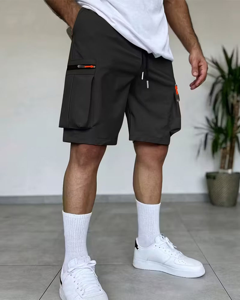 Pantalon Homme Unie Coupe Loose Court Cargo
