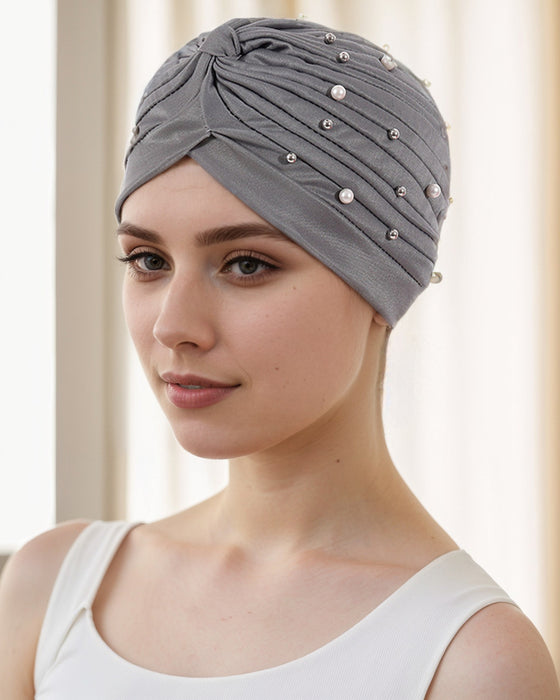Chapeau Perle Plissé Pré-Noué Turban