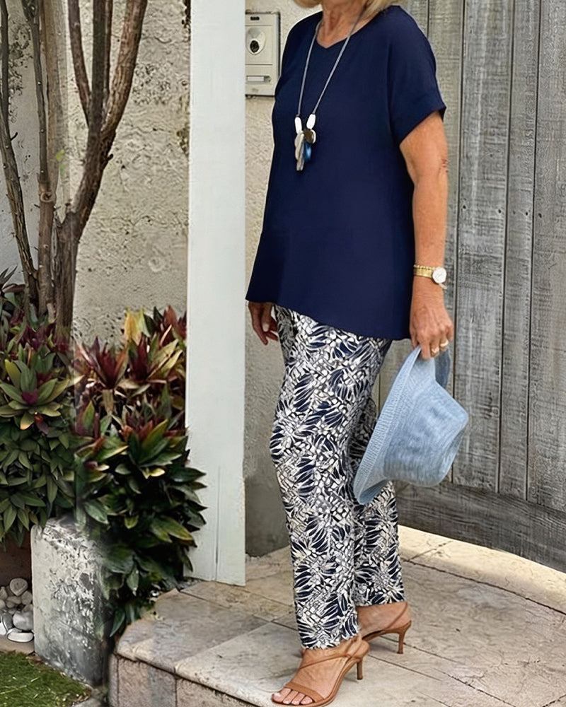 Set Unie Couleur Imprimé Casual