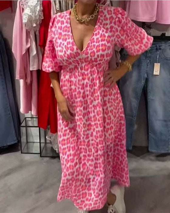 Robe Femme Col V Imprimé