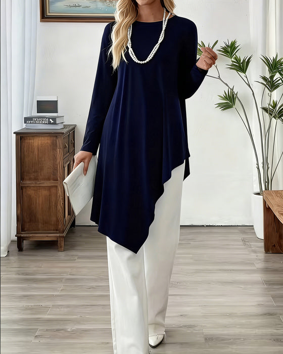 Haut Asymétrique Mi-Long Uni