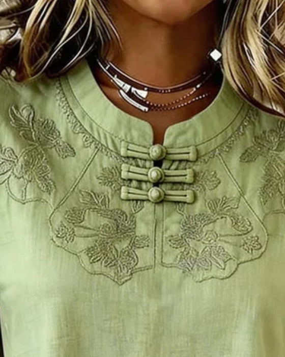 Blouse Bouton Grenouille Col Mandarine Style Chinois