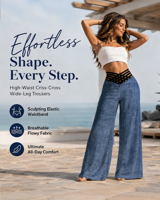 Pantalon Taille Haute Décontracté Tendance Jambe Large
