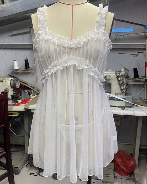 Nuit Transparent Mesh Bretelles Sexy