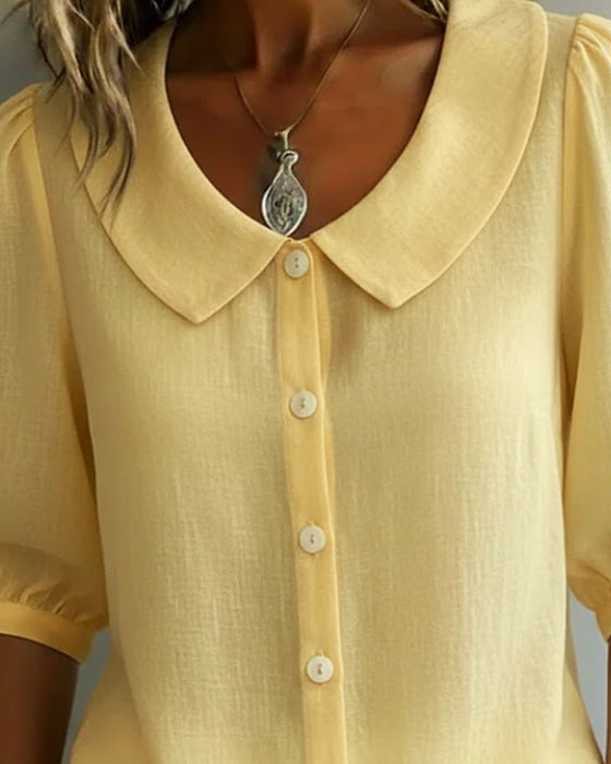 Chemise Coton Manche Moyenne Col Peter Pan