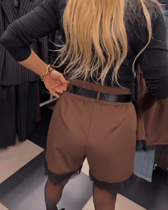 Short Élégant À Garniture De Dentelle