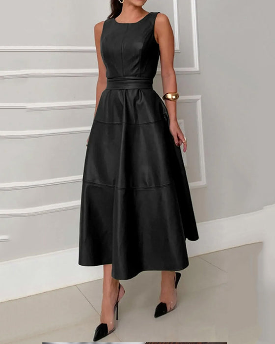 Robe Col Rond Sans Manches Ligne A