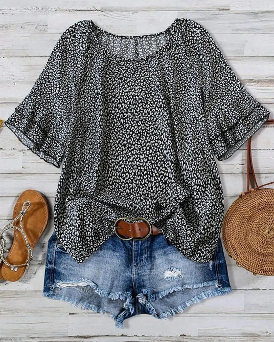 Blouse Volant Col Rond Style Champêtre