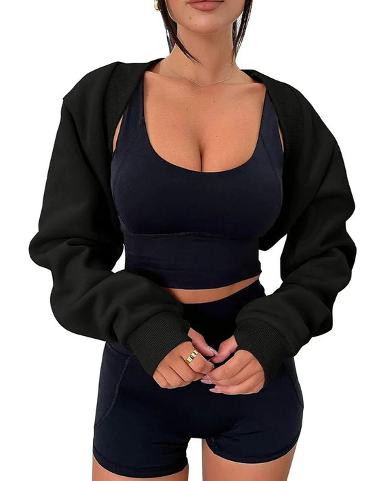 Sweatshirt Court Avec Cape Et Capuche