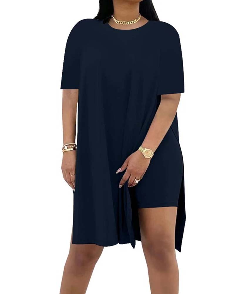 Ensemble Uni Ample Manches Courtes Pantalon