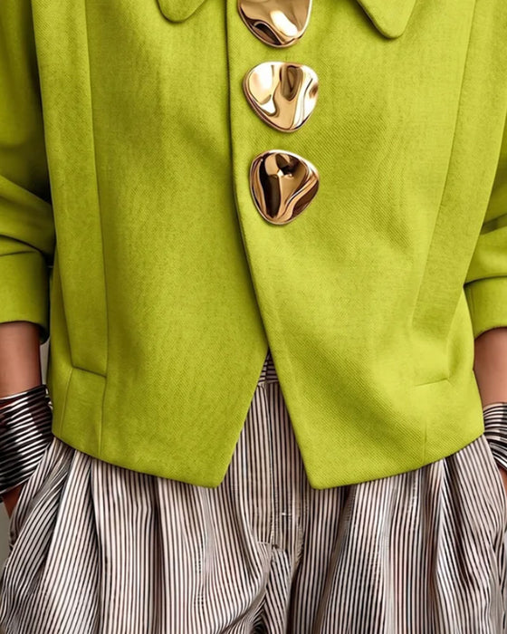 Veste Métal Boucle Revers Décontractée
