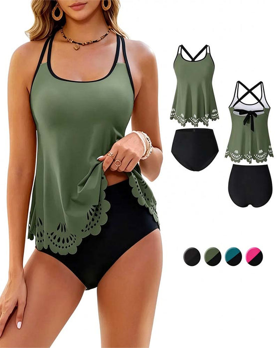 Tankini Double Fine Bretelle Évidé