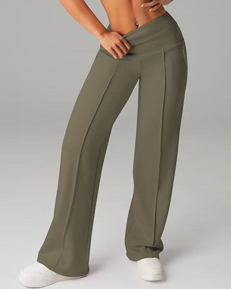 Pantalon Uni Passepoilé Jambe Droite Sport