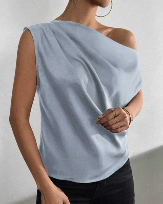 Blouse Unie Hors Épaule Sans Manches
