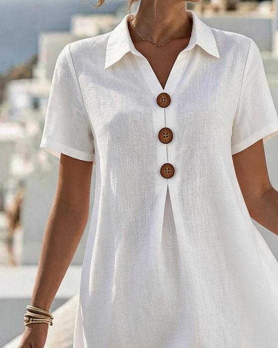 Robe Revers Manches Courtes Droite
