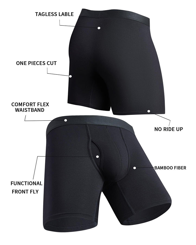 Boxer Homme Unie Fibre De Bambou Extensible, Sous-Vêtement Confortable Respirant Pour Un Usage Quotidien, Sous-Vêtement Homme Décontracté Pour Toutes Les Saisons