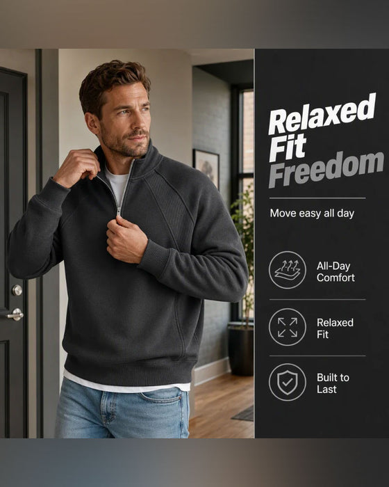 Sweat-Shirt Demi Zip Col Montant