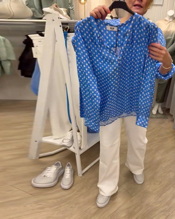 Blouse Manches Longues Col Montant Imprimée