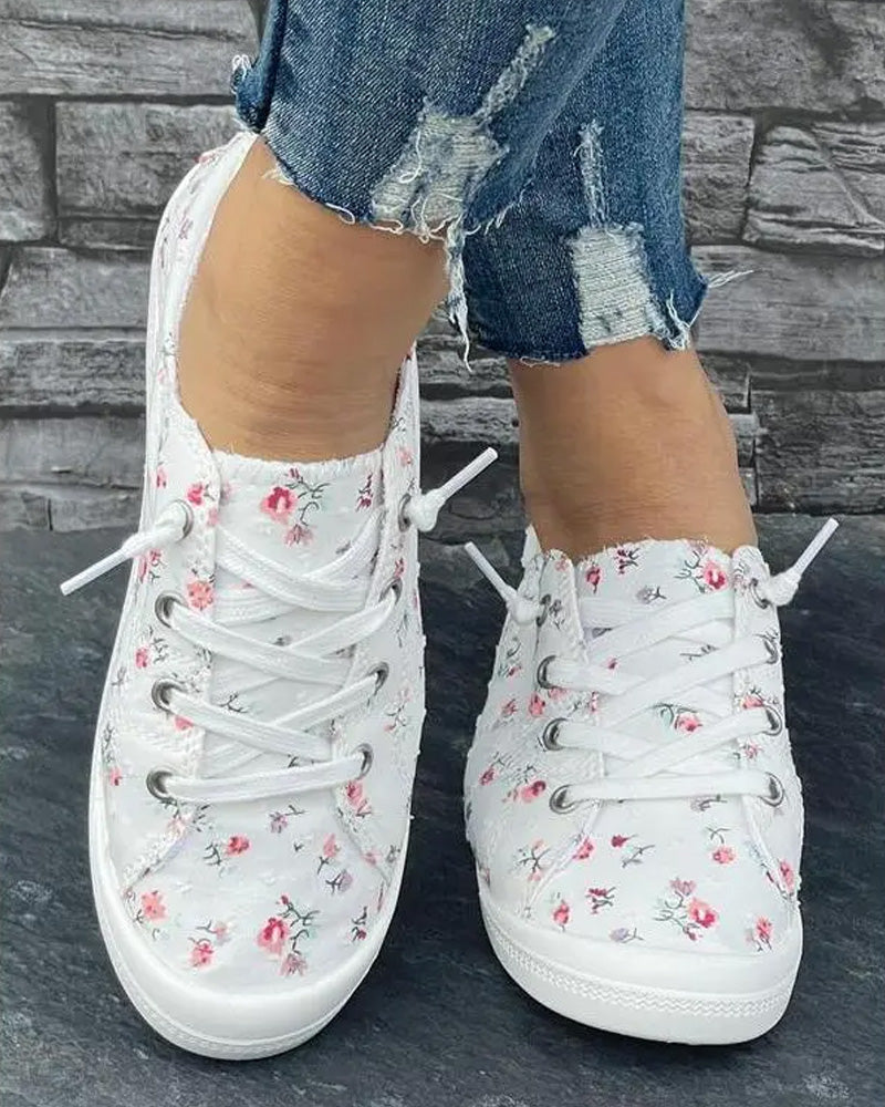 Chaussures Imprimé Floral Mode Décontracté Tissu