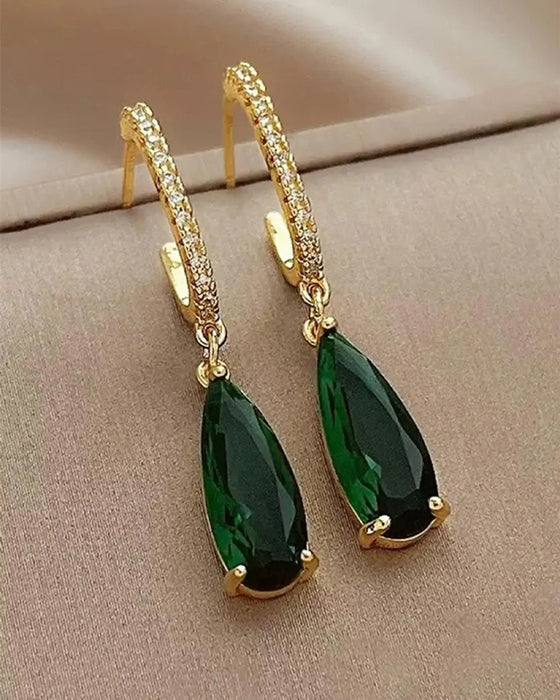 Boucles D'oreilles Pierre Précieuse Artificielle & Décor Rhinestone Pendent Hoop