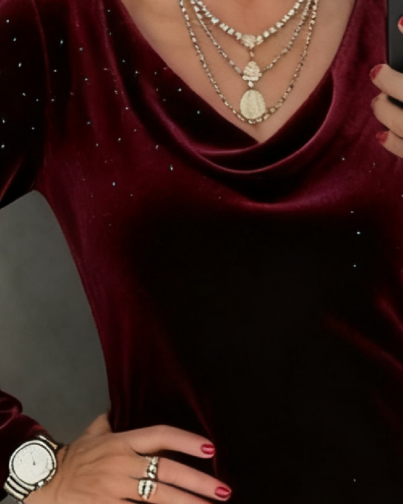 Robe À Fini Scintillant Et Coupe Droite